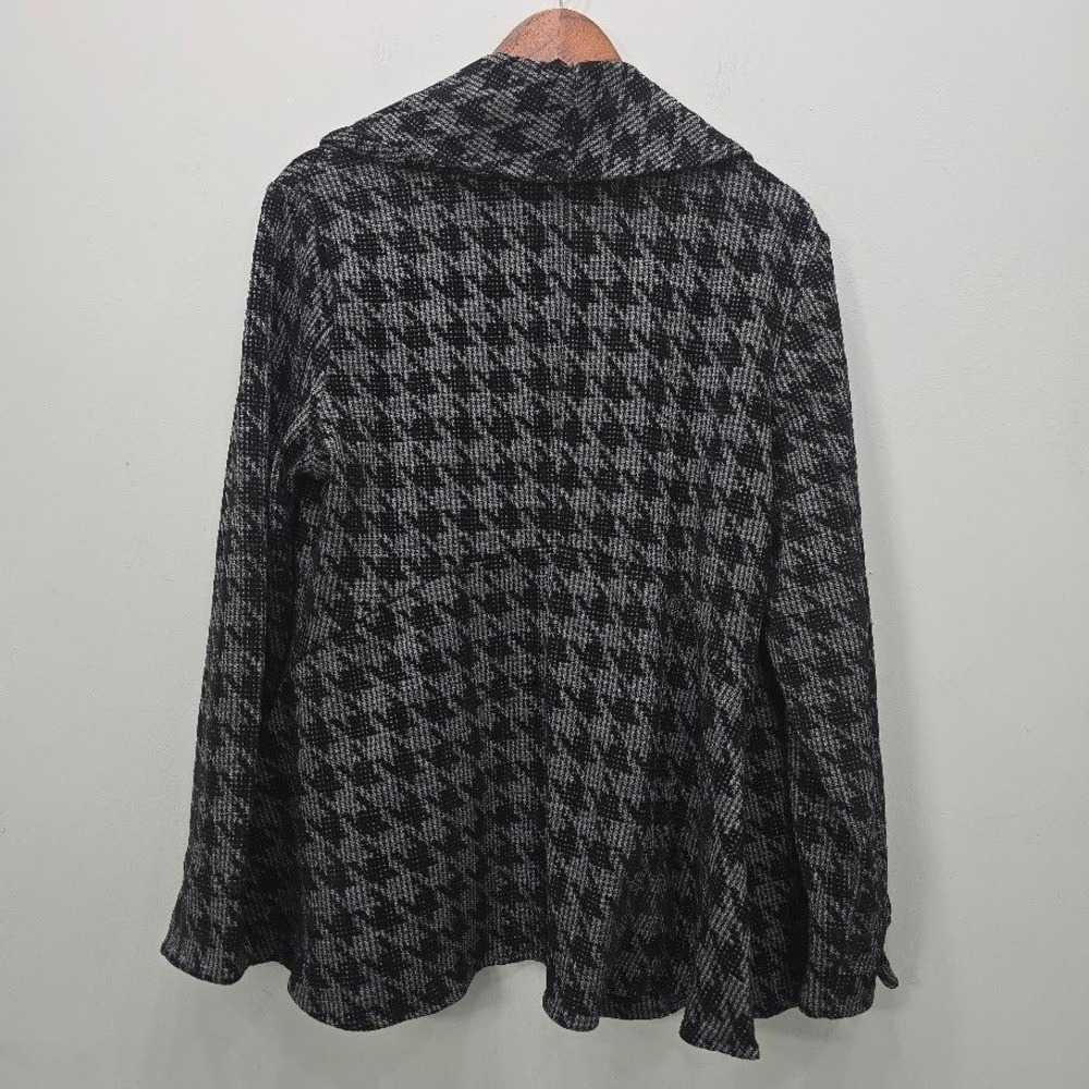 NWT Coldwater Creek Open Front Cardigan L Black Gray Houndstooth Deadstock USA - Picture 4 of 8